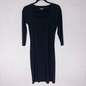 Forma Black Square Neck Long Sleeve Knee Length Little Black Dress S